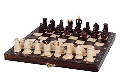 Sunrise Chess | ROYAL Maxi New Line Schach | Traditionelles Design | Handgefertigt | Holz | Langlebig | Angenehme Haptik | Kassette mit Fächern von Sunrise Chess & Games