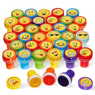 THE TWIDDLERS 36 Emoji Stempelset für Kinder, Jungen & Mädchen - Schule, Kindergeburtstag Mitgebsel, Mitbringsel, Gastgeschenke, Give Aways, Partytütenfüller von THE TWIDDLERS
