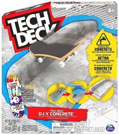 Tech Deck Concrete - Fingerboard-Rampe zum Selberbauen aus wiederverwendbarem Beton-Material, mit Fingerboard von Enjoi, ab 6 Jahren von Tech Deck