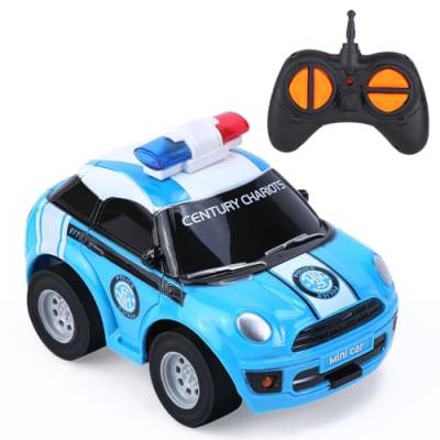 Thedttoy Jungen Ferngesteuertes, 2.4 GHz Auto Spielzeug Motorikspielzeug mit Fernbedienung, Geburtstags Geschenk für Junge Mädchen 2 3 4+ Jahre (Blau Polizeiauto) von Thedttoy