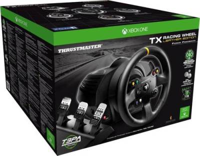 Thrustmaster TX Racing Wheel Leather Edition Lenkrad PC, Xbox One Schwarz inkl. Pedale von Thrustmaster