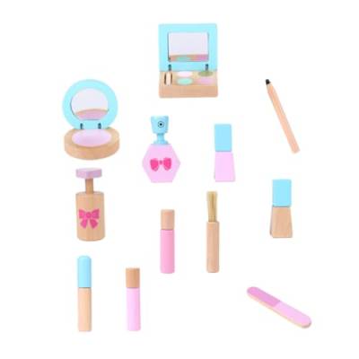 1 Satz Simulation Kosmetiktasche Make-up-kit Für Prinzessinnen Mädchen Tun So, Als Würden Sie Make-up Spielen Puppenhaus-Make-up-Spielzeug Kind Schmecken Hölzern Werkzeugkasten von Toyvian