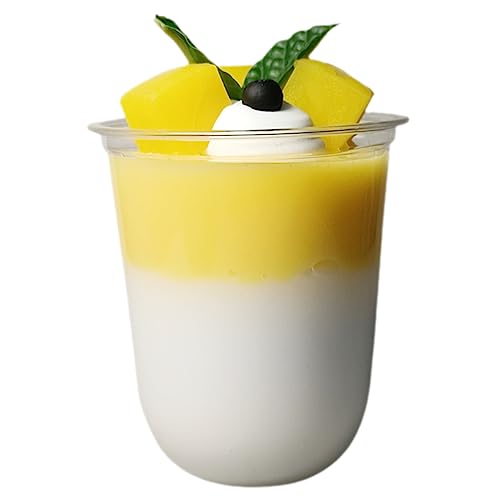 Simulation Mousse Kuchen Modell Patch Käse EIS Mango Eisbecher Tasse Gelee Gefälschte Lebensmittel Dekoration Requisiten 1 Stück Fake-Pudding-Dessert Gefälschtes Essen Künstlich von Toyvian