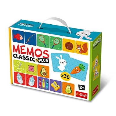 Trefl - Memos Classic & Plus, Logik - Lernspiel für Kleinkinder, Bilderpaare Finden, Verschiedene Varianten von Spaß, klassisches Gedächtnisspiel für Kinder ab 3 Jahren von Trefl