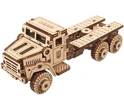 UGEARS Militär-LKW 3D-Puzzle – Holzmodellbausatz für Erwachsene zum Bauen – Mechanischer Modell-LKW-Autobausatz – 3D-Puzzle Holz-Geländewagen – DIY-Denkaufgabe-Puzzle-Bausatz von UGEARS