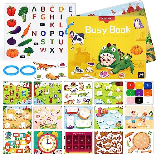 URMYWO Busy Book for Toddlers 3-6 Jahre,Quiet Book Montessori Spielzeug,Kinder Aufkleber Bücher Sensorisches Spielzeug, Lernspielzeug Ruhiges Buch Spielzeug Baby für Entwicklung von Lernfähigkeiten von URMYWO