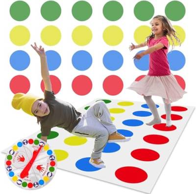 URacon Twister Spiel Twisting Game für Kinder & Erwachsen, Twister Spiel Kindergeburtstag ab 6 Jahren Bodenspiel mit Spielmatte Partyspiele Familienspiel Lustiges Spiel für drinnen und draußen von URacon
