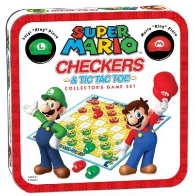 The OP USAopoly - Super Mario Checkers & Tic-Tac-Toe - Sammlerausgabe - Dame & DREI gewinnt Brettspiel mit Super Mario Bros. Mario & Luigi - Ab 6 Jahren - Für 2 Spieler - Englisch von Super Mario