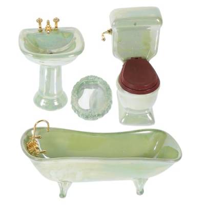 VICASKY Heimzubehör 1 Satz -Badegeschirr badgarnitur badezusatz möbel, Spielzeug Toilette im Maßstab 1:12 Wohnkultur Spielzeuge Miniatur-Duschraum-Requisite Mini-Duschraummodell von VICASKY