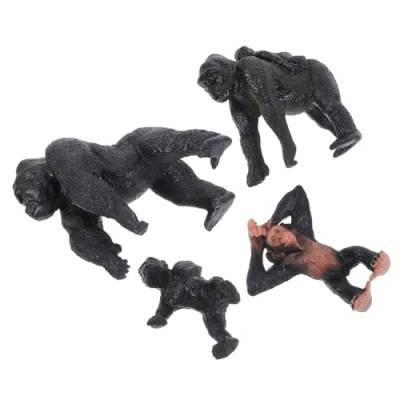 VICASKY 4 Stück Tiere Geformtes Spielzeug Schimpansenfigur Kindertierfigur Simuliertes Wildtiermodell Realistisches Tierspielzeug Tierstatue Geschenk Tierfigurenmodell Waldtiermodelle von VICASKY
