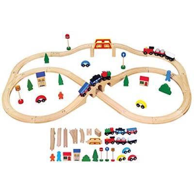 VIGA Toys - Holzeisenbahn - Stadt - 49 Teile 2043646, Multi Color von VIGA