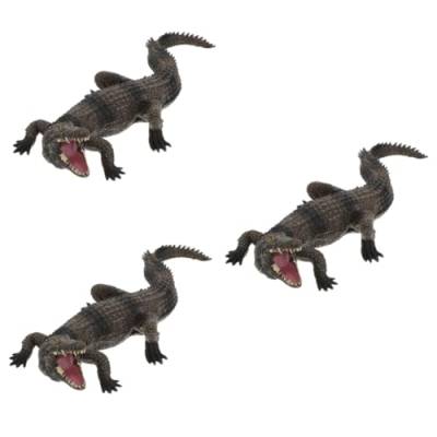 Vaguelly 3 STK Simuliertes Krokodilmodell Alligatorstatue Alligator-Figur Krokodil-gartenstatue Krokodil-Statue Krokodil-skulptur Krokodil-miniaturspielzeug Modelle Tier Kind Ornamente PVC von Vaguelly