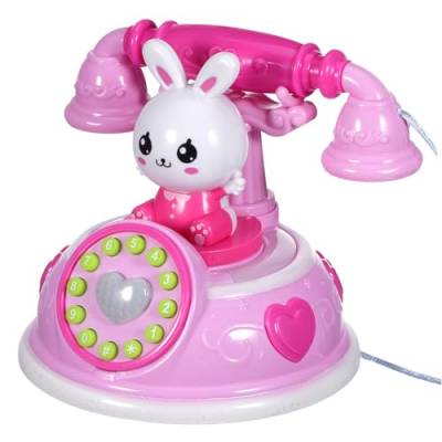 Vaguelly Simuliertes Telefon Babyphone Spielzeug Telefonsimulationsspielzeug Spielzeug in Telefonform Spielhaus Spielzeug Lernspielzeug Für Babys Der Anruf Karikatur Rosa Plastik Kind von Vaguelly