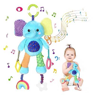 Venditer Baby Spielzeug, Kleinkindspielzeug Plüschrassel, Baby Krippe Kinderwagen Hängen Spielzeug für Babys Kleinkinder (Elefant) von Venditer