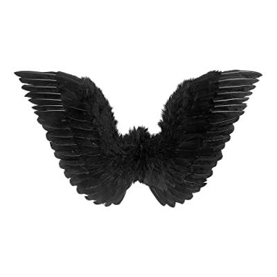 Widmann 8671N - Federflügel, schwarz, Größe circa 86 x 31 cm, Engel, Teufel, Mottoparty, Karneval, Halloween von WIDMANN MILANO PARTY FASHION
