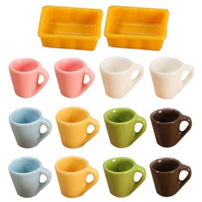 WOONEKY 14St Mini-Tasse Küchendekoration Mini-Teetassen Spielzeug für Kinder kinderspielzeug Espressotasse Mini-Hausbecher Miniatur-Hausbedarf sechs Farben vorgeben Zubehör Kaffeetasse von WOONEKY