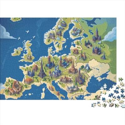 Map of Europe Puzzle 1000 Teile Puzzle Für Kinder Herausforderungsspielzeug Lernspiel Puzzlespiel Ab 14 Jahren 1000pcs (75x50cm) von WWJLRLXTO