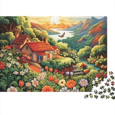 Mountain Village Cottage Puzzle, Impossible Puzzle, Art Puzzle Game, for Adults Stress Relieve Children Educational for Adults and Children from 14 Years 1000pcs (75x50cm) von WWJLRLXTO