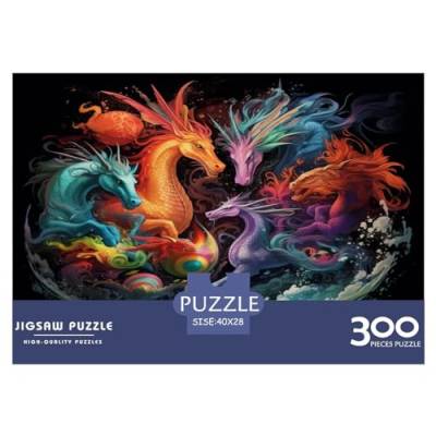 300-teiliges Puzzle mit Einhörnern und Drachen für Erwachsene – Puzzles für Teenager – Geschenke – Holzpuzzles – Entspannungspuzzlespiele – Denksport-Puzzle 300 Teile (40 x 28 cm) von WXMMoney