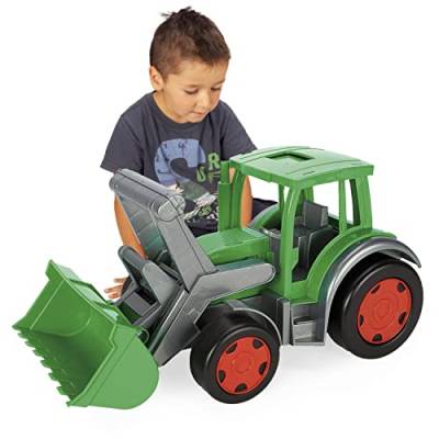 Wader 66015 - Gigant Traktor zum Sitzen mit großer Frontschaufel, ab 12 Monaten, belastbar bis 100 kg, ca. 60 cm, grün, ideal als Geschenk für kreatives Spielen von Wader
