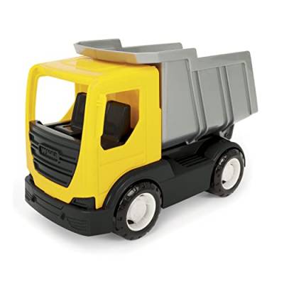 Wader 35362 - Tech Truck Kipper mit stabilen Stahlachsen, ca. 26 x 14,5 x 19 cm groß, gelb, ab 12 Monaten, ideal als Geschenk für kreatives Spielen von Wader