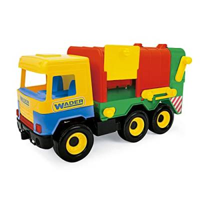 Wader Middle Truck Müllwagen, realistisches Müllauto, mobiler Lift zum Muelltonnenentleerung, bewegliche Klappen, L = 42 cm, inkl. Mülltonne, robuste Konstruktion, ab 3 Jahre von Wader