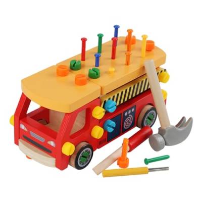 Whrcy Spielzeug-LKW-Schraubendreher | Werkzeug-Set für Kleinkinder – Spielzeug-Set aus Holz für Kleinkinder, für Jungen und Mädchen, Bausteine, Spielzeug von Whrcy