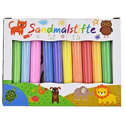 Kögler 80516 - Sandmalstifte, Set mit 10 Stiftfarben und 12 Motivkarten in der Größe 15 x 10 cm, zum kreativen Gestalten mit farbigem Sand von Kögler