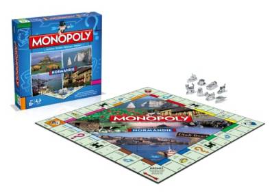 Winning Moves - Monopoly Normandie – Gesellschaftsspiel – Brettspiel – Edition Städte und Regionen – 2 bis 6 Spieler – französische Version von Winning Moves