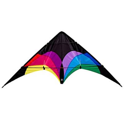 Wolkenstürmer® Flip (Regenbogen) Lenkdrachen - 2-Leiner Sportlenkdrachen inkl. Polyesterleinen und Flugschlaufen - Stablenkdrachen für Anfänger & Fortgeschrittene -140cm von Wolkenstürmer