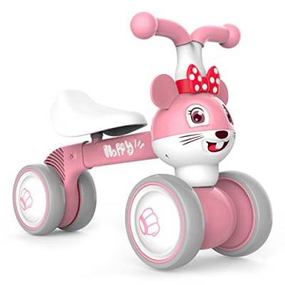 XIAPIA Kinder Laufrad ab 1 Jahr Lauflernrad für 10-36 Monate Baby, TÜV geprüft Erst Rutschrad Fahrzeug Geschenke für Jungen/Mädchen Kleinkind Spielzeug (Maus_Pink) von XIAPIA