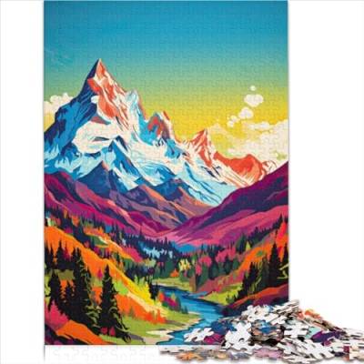 Puzzles für Erwachsene, Pop-Art-Berge, 500-teiliges Puzzle, Holzpuzzle, Spielzeug, Teenager, herausfordernde Puzzlegröße (38x52 cm) von YOITS
