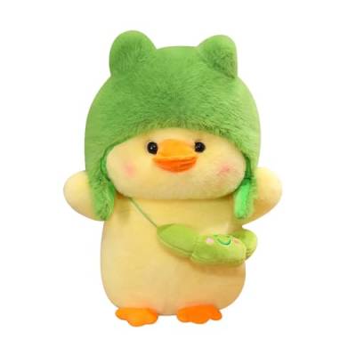 Yokawe Ente Stofftier mit Hut | Abnehmbare grüne Hut-Enten-Plüschfigur | Plüschtier | Weiches Plüschspielzeug für Jungen und Mädchen im Alter von 3–6 Jahren Gelb S von Yokawe
