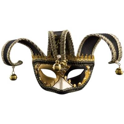 Yunyahe Venezianischen Masquerade Maske Narrenmaske mit Glocken Halbes Gesicht Römische Maske für Maskerade Halloween Requisiten Venezianische Maske Herren Halbe Gesichtsmaske für Maskerade Party von Yunyahe