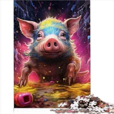 1000-Teiliges Puzzle Für Erwachsene, Tierkunst-Schwein-Puzzle, Holzspiel, Familienunterhaltungsspielzeug (Größe 75X50CM) von ZOMTOON