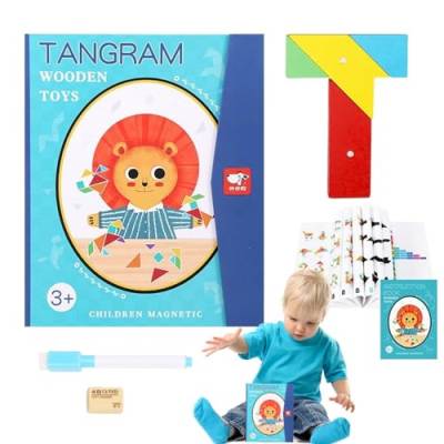 generic Tangram-Buch, Tangram-Buch für Kinder | Form-Puzzle-Musterblöcke,Roadtrip-Spiel, Puzzleformen, Mint-Spiele für 4–8 Kinder, Herausforderung – IQ-Lernspielzeug, Denksportaufgaben von generic