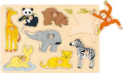 goki 57906 - Steckpuzzle Tierkinder aus Holz - 8 Teile von goki