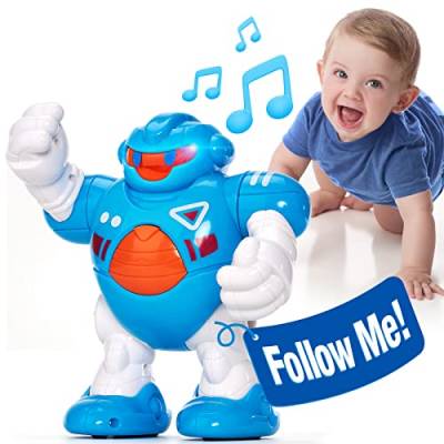 Baby Spielzeug 6 12 Monate - Laufender Activity Roboter Junior mit Musik, Klängen, Licht und Interaktiven Funktionen - Tummy Time Krabbel Spielzeug für Babys - Spielzeug ab 1 Jahr für Jungen Geschenke von hahaland