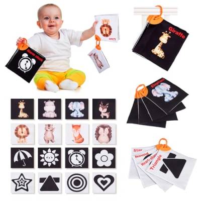 kramow Baby Stoffbuch, Baby Spielzeug 6 Monate, Fühlbuch Schwarz Weiß, Montessori Spielzeug Quiet Book, Baby Spielzeug Neugeborenen Geschenk ab 0 3 9 Monate von kramow