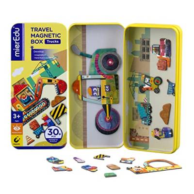 mierEdu – Magnetspiel Box – Trucks I Fördert Motorik + Fantasie I Ideal für Zuhause und als Reisespiel für Kinder I Magnet Spielzeug Kinder I Spielzeug ab 3 Jahre von mierEdu