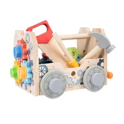 perfk Montessori-Konstruktionsspielzeug, Holz-Werkzeugset für Kleinkinder, kreatives Geschenk, Feinmotorik-Rollenspiel, Werkzeugkasten-Spielzeug für Kinder von perfk
