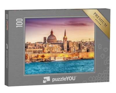 puzzleYOU: Puzzle 100 Teile „Marsans Harbour bei Sonnenuntergang, Valletta, Malta“ – aus der Puzzle-Kollektion Malta, Weitere Europa-Motive von puzzleYOU