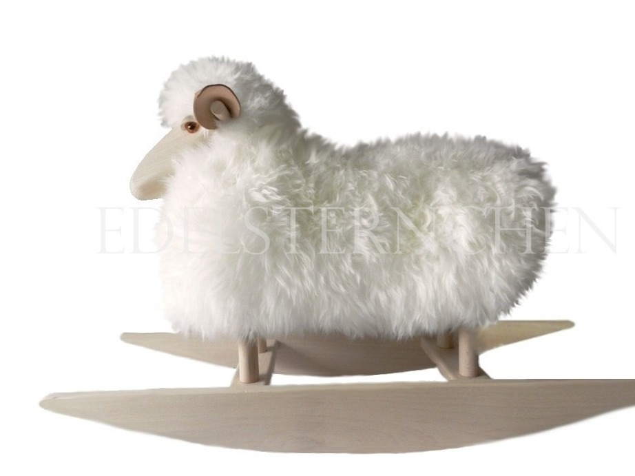 Schaukeltier - Schaukelschaf CARLO - Schaf aus weißem Echtfell von Edelsternchen