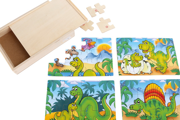 Puzzle-Box Dinosaurier 4 in 1 personalisiert von spiel-dich-schlau.net