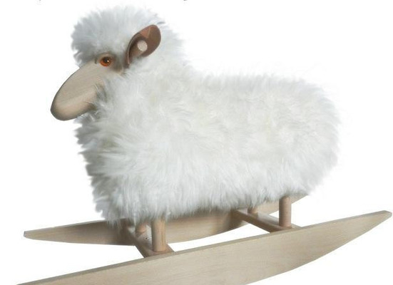 Schaukeltier - Schaukelschaf CARLO - Schaf aus weißem Echtfell von Edelsternchen