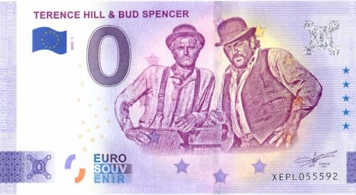 0 Euro Schein Deutschland · Terence Hill und Bud Spencer · Souvenir o Null € Banknote Euroschein von 2 EURO COMMEMORATIVI