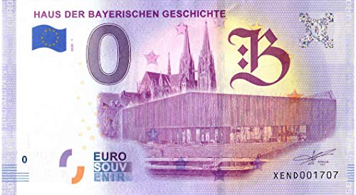 0 Euro Schein Deutschland 2020 · Regensburg · Haus der Bayerischen Geschichte · Souvenir o Null € Banknote von 2 EURO COMMEMORATIVI