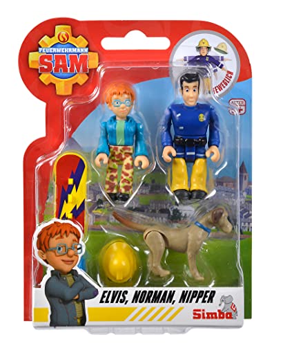 Auswahl: Simba - Feuerwehrmann Sam Figuren Set - Doppelpack mit Tier - Serie 4 - Actionfigur Norman Steele Penny (Elvis; Norman; Nipper) von Fireman Sam