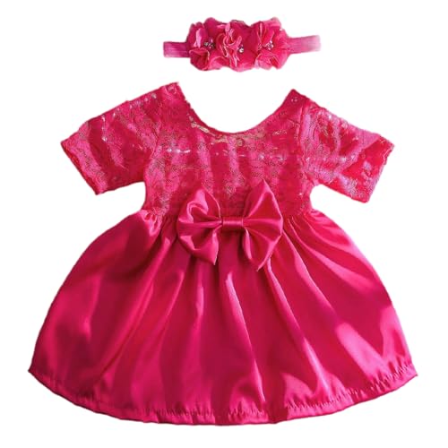 Fotoshooting-Set für Neugeborene, Spitze, Schleife, Kleid, Blume, Stirnband, Foto-Requisiten, Mädchen, Foto-Kostüm, Kleinkind-Fotoanzug, 2 Stück von スイムリー