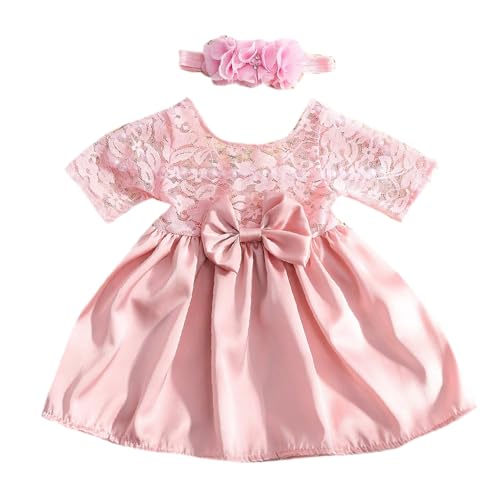 Fotoshooting-Set für Neugeborene, Spitze, Schleife, Kleid, Blume, Stirnband, Foto-Requisiten, Mädchen, Foto-Kostüm, Kleinkind-Fotoanzug, 2 Stück von スイムリー